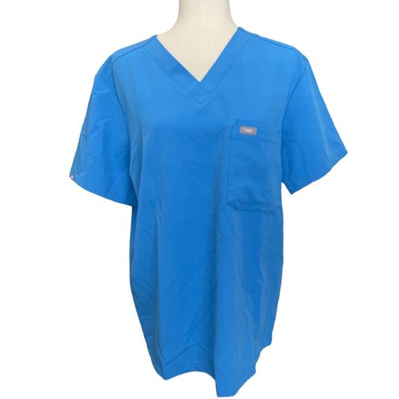 Figs Technical Collection Bright Blue V Neck Top Unisex Leon - Picture 1 of 8